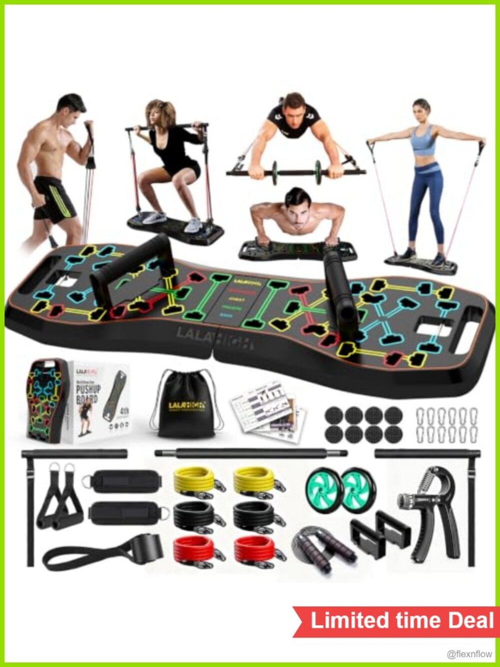 36-in-1 Home Gym Set Push Up Board with Ab Roller & Resistance Bands Foldable